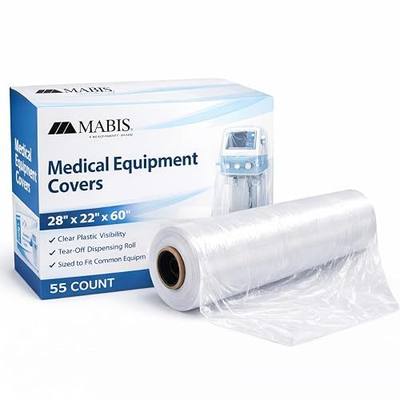 MABIS Disposable Medical Equipment Covers on Roll, Protective Dust and Moisture Barrier for Medical Devices, 28 x 22 x 60 Inch Clear Plastic, 55 Covers per Roll