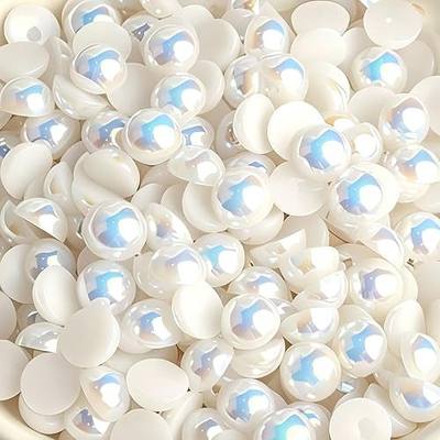 1500Pcs Mixed Size 3/4/5/6/8/10mm AB Iridescent Flat Back Half Round Resin Pearls Cabochons, Loose Half Pearl Beads for DIY Nail Art, Jewelry, Clothing & Hair Accessories Craft Decor
