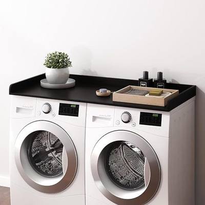 Houseables Laundry Countertop, Laundry Countertop Over Washer and Dryer, Topper for Washer and Dryer, Shelf, Counter, Table Top, Room, Board, Wood, Wooden, Work Surface, Front Load, Black, 54x28x3
