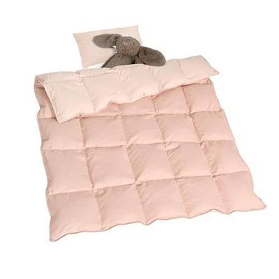 zzlamb Muslin Toddler Down Comforter Baby Down Blanket, Lightweight Crib Quilt All Season Duvet Insert, Soft & Breathable 100% Cotton Muslin Cover for One Side Machine Washable, Cherry Pink 41x48in