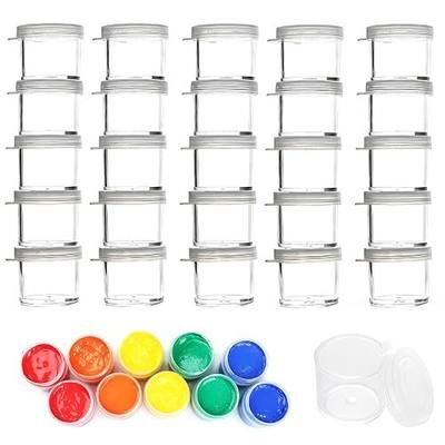 25 Pcs Paint Pots with Lids, Clear Empty Storage Paint Containers,Paint Containers with Lids for Painting, DIY, Beads, Art Festivals Suit for Classroom School or Salon 10ml/0.34OZ