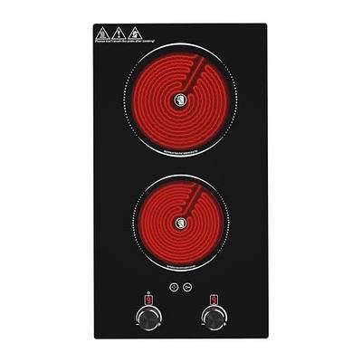 Electric Cooktop 2 Burner, GTKZW 2100W Electric Stove 110v-120v Hot Plate, Knob Control Countertop & Built-in Ceramic Cooktop 9 Power Levels, Child Lock, Timer, Suitable for all Pans