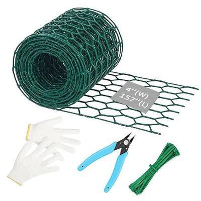 Chicken Wire for Floral Arrangements - Heavy Duty Galvanized Hexagonal Wire Netting for Garden, Floral Arrangements, Crafts, 4 inch(H) x 158 Inch(L), with Gloves, Cable tie, Plier
