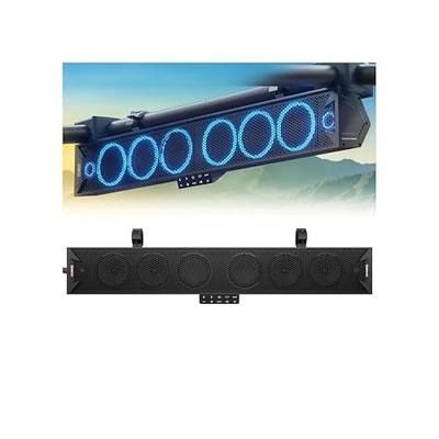 GoHawk 34 Inch 8-Speaker UTV SoundBar with Bluetooth, IP66 Waterproof | 600W Peak Power, RGB lights, FM Radio/USB/AUX, Sync Mode, Fits 1.5"-2.25" Roll Cages for UTVs, Golf Cart, SXS, ATVs&Marine