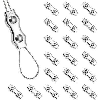 20PCS Double Rope Clamp, M3 Wire Rope Clamp | 304 Stainless Steel, 2-Post Cable Clamp, Duplex cable clamp , For less than 3mm Diameter Wire Cable