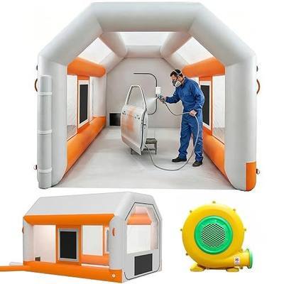 10x8.5x7ft Inflatable Paint Booth, Light Water-Resistant 210D Oxford Portable Spray Booth with Powerful Blower, Professional Mobile Workshop for Car Parts Furniture Crafts