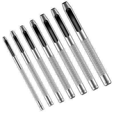 7PCS Hollow Leather Hole Punch Set, Maugruy 2–5mm Round Punch Hole Tool | Metal Round Punching Hole Tool, 5/64–13/64in with Anti-Slip Grip for Belts, Watch Bands, Paper, Plastics, DIY, Repair Tools