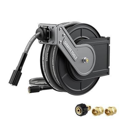 Giraffe Tools Pressure Washer Hose Reel 60ft, 1/4" Power Washer Hose Reel, Automatic Rewind, Wall Mounted, 4000 PSI