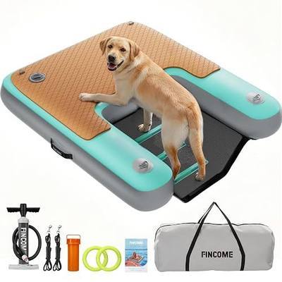 Dogs Floating Dock 47"x39" Inflatable Water Ramp for Pet Double PVC Water Float Ramps for Boats Platform Lake Pool Safe & Easy Water Access for Big Dogs