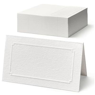 Place Cards for Wedding, 100-Pack Blank Tent Cards with Raised Borders, Seating Placecards for Dinner Parties and Banquets, Table Setting Name and Food Labels for Buffet, Heirloom Notch