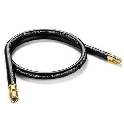 HV1S-3/8" HVAC Vacuum Hose A2L Compatible 5FT, 3/8" to 1/4" SAE Fittings | 800 Psi Working 4000 Psi Burst Pressure, A2L Rated High-Flow Vacuum Certified Refrigerant Hose