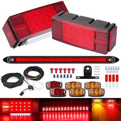 LIMICAR LED Submersible Boat Trailer Light Kit with 25 FT Wiring Harness, Stop Brake Turn Tail Lights, Amber Red Marker Lights and 13.7 Inch Third Brake Light Bar for Truck RV Utility Trailer