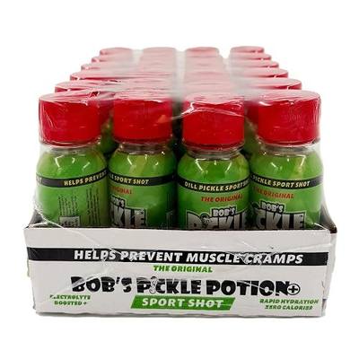 Bob's Pickle Potion #9 - Electrolyte Pickle Shot - Rehydration & Cramp Relief - Sports Drink Shot Zero Caffeine & Gluten-Free (Pack Of 24, Plus)