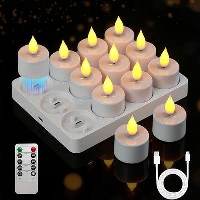 Lacasa Rechargeable LED Tea Lights, 12 Pack Flameless Candles with Remote | Timer & Charging Base, Battery Operated Flickering Candles for Votive, Centerpieces, Holidays & Home Decor