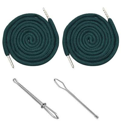 Drawstring Cords Replacement Drawstring Hoodie String with 2 Pieces Easy Threader for Sweatpants Shorts Pants Jackets Coats (Dark Green)