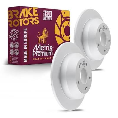 Metrix Premium Chassis Parts 302 mm Rear Coated Brake Rotor Kit Fits XL | 13-19 XL, Hi-Carbon 2 PC 11.89 inch, 10-19 Hyundai Santa Fe, 13-18 Sport, 15-21 Kia Sedona, 11-20 Sorento