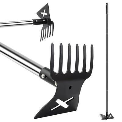 Garden Hoe and Cultivator, 56" Long Handle Weed Puller Tool | 2 in 1 Hoe and 6 Tines Weed Rake, Manual Weeding Tool, Heavy Duty Weed Remover for Garden, Yard, Patio, Lawn