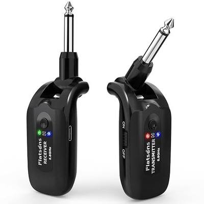 Flatsons 5.8GHz Wireless Guitar System–Low Latency,100ft Range, 6H+ Battery | Wireless Guitar Transmitter Receiver w/ 7 Channels,270° Rotatable Plug,Anti-Interference for Electric Guitar Bass(TR-U2)