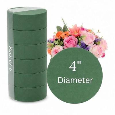 Pack of 6 FLOFARE Round Floral Foam Blocks for Fresh and Artificial Flowers, Each (4" X 1.4"), Dry & Wet Green Flower Foam for Flower Arrangements & Florist Supplies
