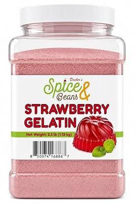 Strawberry Gelatin Dessert Mix 2.5 lb | Gelatin Powder for Jello Desserts, Parfaits, Party Treats & Commercial Kitchens | Easy-to-Make Fruit Flavored Gelatin Mix | Bulk Reusable Container | Dasher’s Spice & Beans