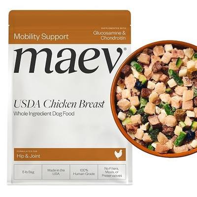 Maev Human-Grade Frozen Fresh Chicken Dog Food, Hip & Joint, 5 lb | High-Protein, Grain-Free, Whole-Ingredient Raw Food for Dogs | Complete & Balanced Meal or Topper | Made in USA