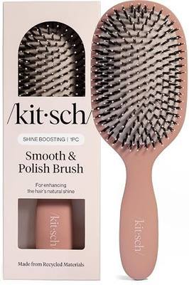 Kitsch Smooth & Polish Brush – Dual Bristle Detangler Brush, Shine & Frizz Control – Vegan Boar & Nylon Hair Brush with Cushioned Pad for Scalp Massage – Hair Care Tool for All Hair Types - Terracotta