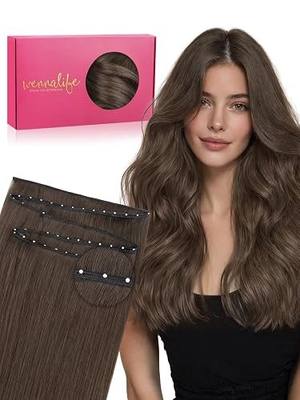 WENNALIFE Butterfly Weft Hair Extensions Human Hair Double Side Genius | Remy Human Hair Invisible Sew in Hair Extensions Add Volume and Length Extensions, 20" 120g Light Ash Brown