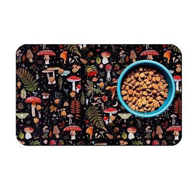 Dog Food Mats for Floors Mushroom Mat for Cat Food Water Bowls | Waterproof Absorbent Quick Dry Non Slip Food Mat for Pet Feeding