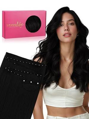 WENNALIFE Butterfly Weft Hair Extensions Human Hair Double Side Genius | Remy Human Hair Invisible Sew in Hair Extensions Add Volume and Length Extensions, 22" 120g Jet Black