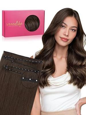 WENNALIFE Butterfly Weft Hair Extensions Human Hair Double Side Genius | Remy Human Hair Invisible Sew in Hair Extensions Add Volume and Length Extensions, 14" 80g Chocolate Brown