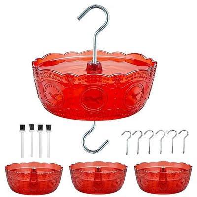 Ant Moat for Hummingbird Feeders, 6 OZ, 4 Pack, Red | Vintage Ant Guard Bowl, Hanging Feeder Accessory, Outdoor Nectar Protector