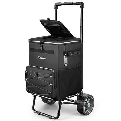 KEDSUM 60 Can 250lbs Large Cooler with Wheels, 20H Cold Retention Rolling Cooler, Collapsible Wheeled Soft-Sided Thick Insulated Cooler with Easy Access Lid, Cooler with 7”Big Wheel for Beach, Camping