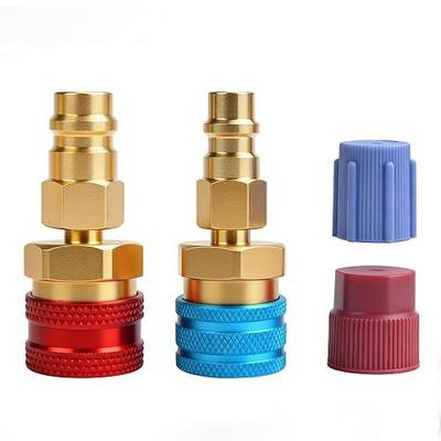 R1234YF Adapter Kit 1234YF to 134A conversion kit R1234YF to R134A Quick Coupler High/Low Side Connector Conversion Kit for Car A/C System Evacuation Recharging