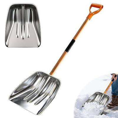 Scoop Shovel, Snow Shovel for Driveway, Non-Slip Wood Handle, D-Handle | Clear Snow, Gravel & Debris Quickly from Driveways and Yards! Wide Heavy Shovel Blade Moves More Material with Less Effort