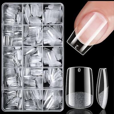 300pc Short Square Nail Tips, Soft Gel Nail Tip Square Fake Nails Artificial Fingernail, 15 Sizes Full Cover Clear Press on Nail Short Acrylic Nails Tips for Nail Extension, Press Nails Making