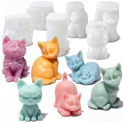 Gerrii 6 Pcs Cat Silicone Molds Mini Animal 3D Silicone Molds Resin for Home Ornament Cute Kitten for Candle Soap Soy Wax DIY Handcraft Gift Wedding Party Car Decoration