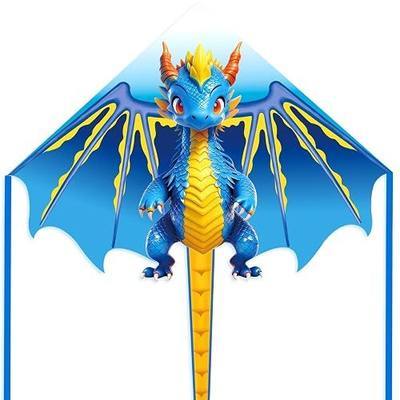 Cartoon Dragon Kite for Kids Ages 4-12, Easy to Fly for Beginners, Beach Kites with 300ft String, Great Kite for Boys and Girls