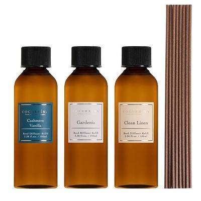COCORRÍNA Reed Diffuser Refill Set, 10.2oz Scented Oil Refill 3 Pack, Clean Linen, Cashmere Vanilla, Gardenia, Long Lasting Oil Diffuser Refill with 18 Sticks for Bathroom & Bedroom