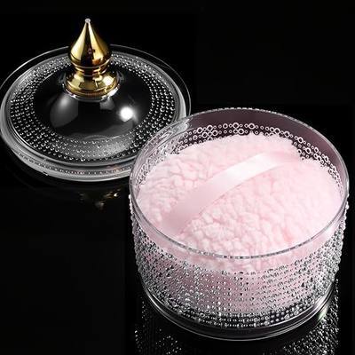 WSYUB Body Powder Container with Puff, Powder Puff and Container,Acrylic | 5 Inch| Dusting Powder Jar with Puff|Large