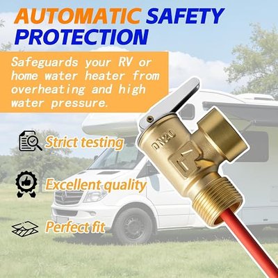 Upgraded 3/4" Thread 210°F 150 PSI Temperature Pressure Relief Valve with Extended Probe, Compatible with Atwood/Dometic RV Water Heaters, Suitable for Hot Water Heaters and Storage Tanks.