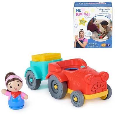 Ms. Rachel Sing & Learn Tractor, Interactive Toy with Sounds & Figure | Push & Roll Tractor With Trailer, Learn about Farm Life with Ms. Rachel, Toddler Toys For Girls And Boys Ages 1-3+ Years
