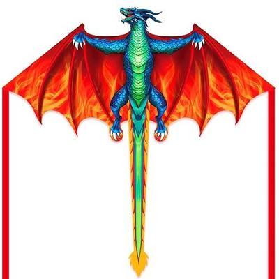 Dragon Beach Kite for Adults, Easy to Fly Kite for Kids Ages 4-12 | 59×59in Beginner Single Line Nylon Kite, Ages 4-12, 300Ft String Handle Included, Seaside Vacation Use