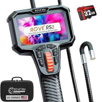 ROVE RS2 Articulating Borescope Camera with Light, 2-Way 210°, 32GB Card | 1080P FHD Industrial Endoscope, Inspection Camera, 4.3in IPS, IP67, 6 LED, 6.2mm Semi-Rigid Probe, Automotive, Plumbing, HVAC