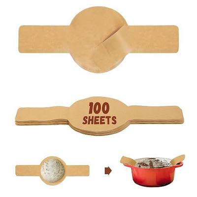 Parchment Paper for Sourdough Baking 8" Round 100 Sheets with Long Handles | GIGYES Bread Sling for Dutch Oven & air fryer, Easy-Lift, Non-Stick, Odor-Free, Unbleached