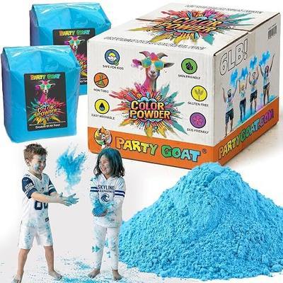 PARTY GOAT Blue Color Run Powder, 6 lb Bulk Holi Powder for Gender Reveals | Non-toxic & washable colored chalk, easy cleanup; for color wars, fun runs, schools, summer camps, fundraisers & festivals