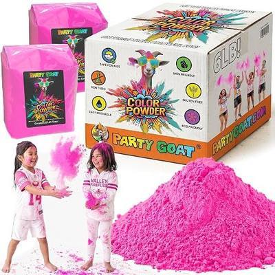 PARTY GOAT Pink Color Run Powder, 6 lb Bulk Holi Powder for Gender Reveals