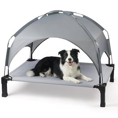 Elevated Dog Bed with Removable Canopy, Sun Protection Shade Tent Dog Cot | Portable Outdoor Dog Bed, Raised Pet Cooling Cot Bed for Dogs, 42in