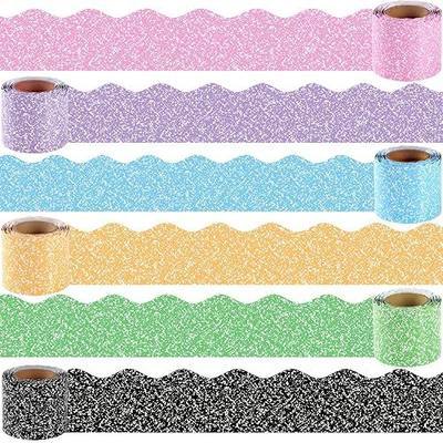 VABAMNA 6 Rolls 216ft Composition Bulletin Board Borders Colorful Composition Notebook Classroom Decorations, Wavy Scalloped Border Trims for Back to School Classroom Chalkboard Door Wall Decor