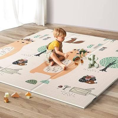 UANLAUO Foldable Baby Play Mat for Floor, 59x59 Large Baby Floor Mat for Crawling, Reversible Waterproof & Non-Toxic Baby Foam Playmat, Baby Play Mat for Babies, Infants & Toddlers 6-12 Months (Bear)