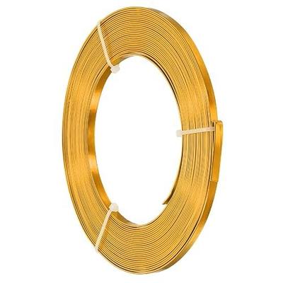 PATIKIL 18 AWG 5mm Wide Aluminum Flat Wire, 33Ft 1 Roll Bendable Anodized Aluminum Wire Wide Beading Craft for Jewelry Making Resin Bezel Frame Wrapping, Gold